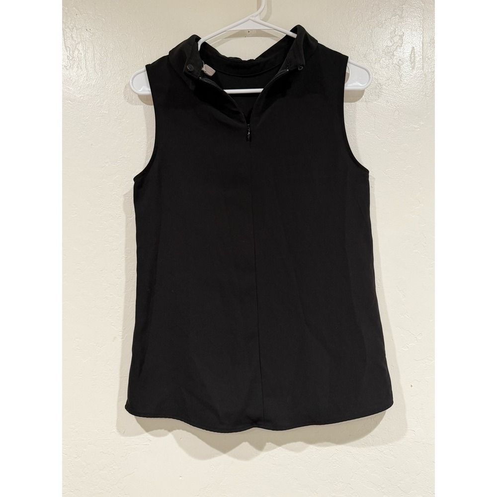 HM Womens Black Quarter Zip Sleeveless Mock Neck Top Size 4 0634249 0
